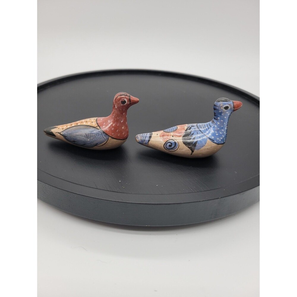 Set 2 Vintage Tonala Mexican Folk Art Pottery Hand Painted Duck & Bird Figures